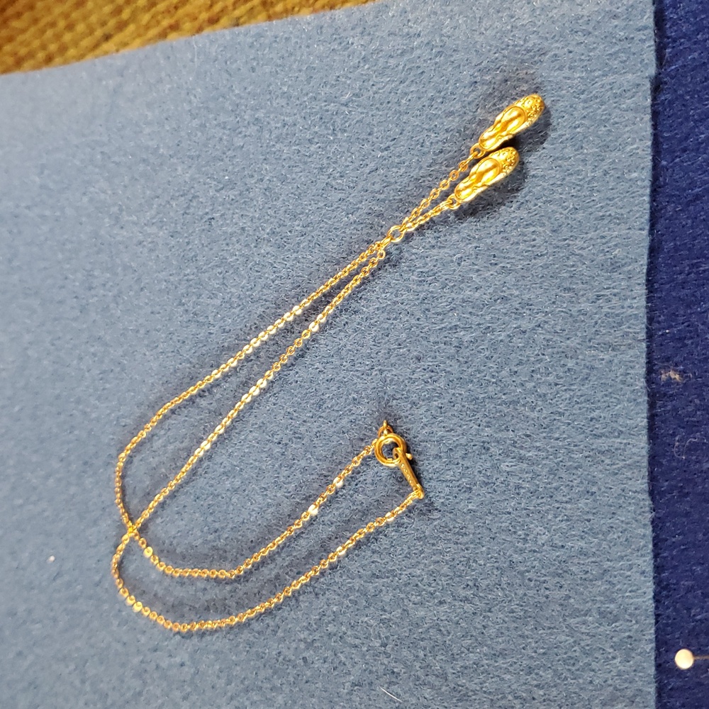 AVON Vintage 1970's Ballet Shoes Child's Necklace, Goldtone